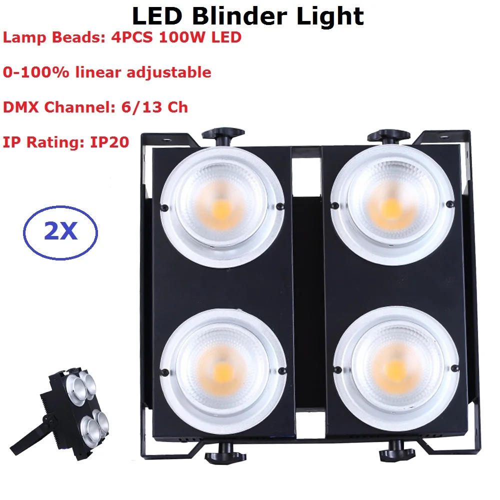 2XLot Newest 4 Eyes 4X100W Warm White Cold 2IN1 LED Audience Blinder DMX COB Par Lights 90-240V For Dj Disco KTVS | Освещение