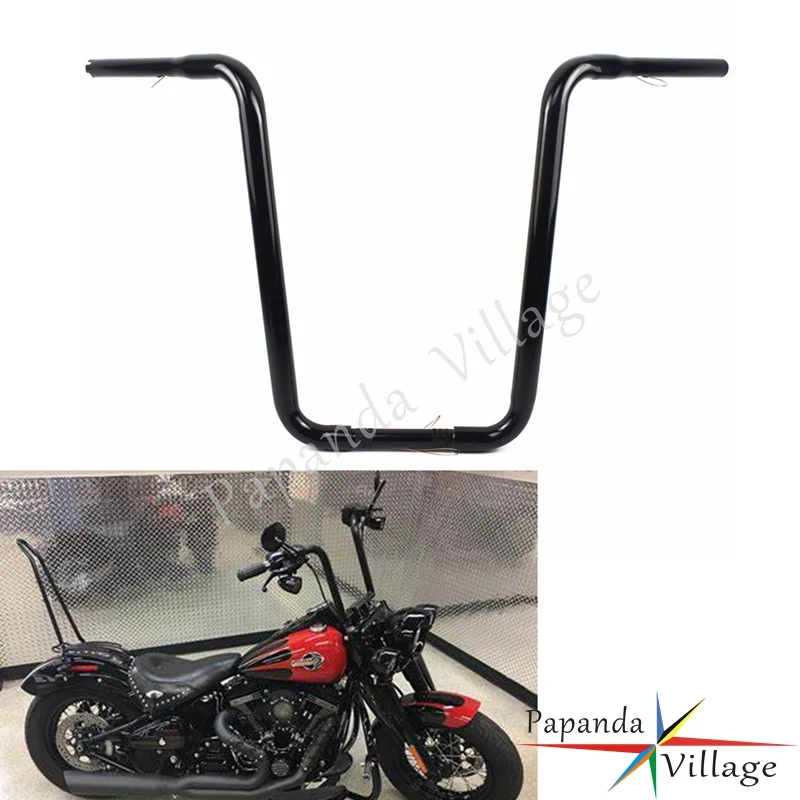 

Black Motorcycle 18" Rise 1-1/4" Ape Hanger Handlebar Custom Handle Bar for Harley Softail Sportster XL 883 1200 FLST FXST