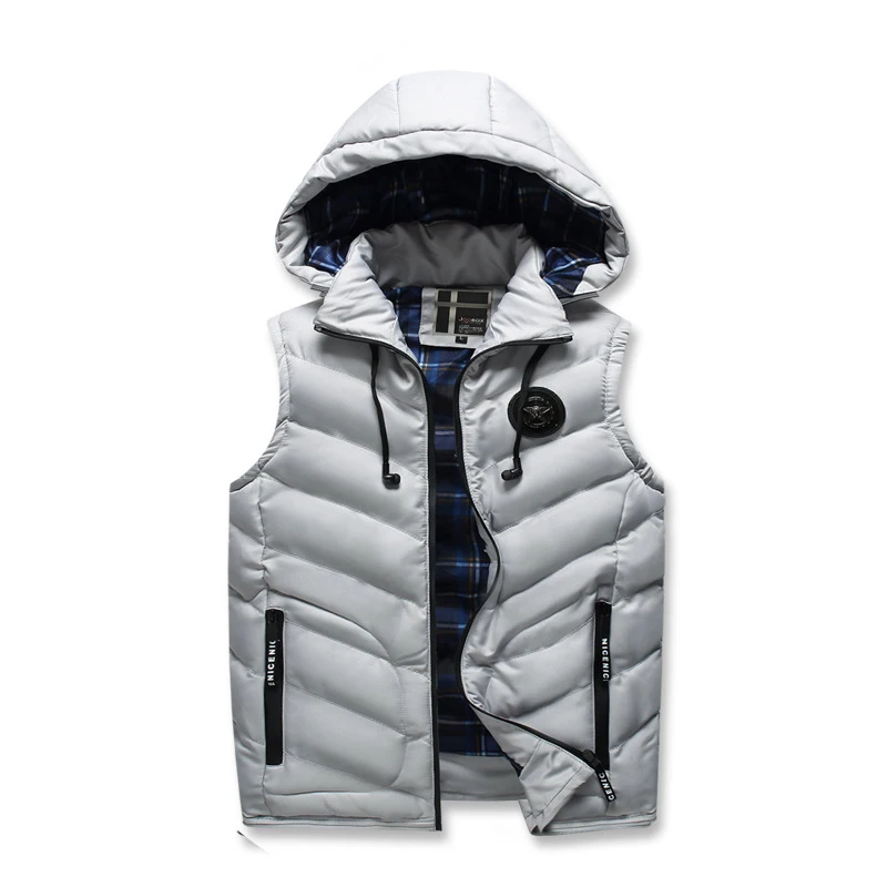

2018 Brand Mens Fleece Sleeveless Jacket Winter Fashion Hooded Casual Coat Cotton-padded Vest Men Thicken Waistcoat M-3XL AF8868