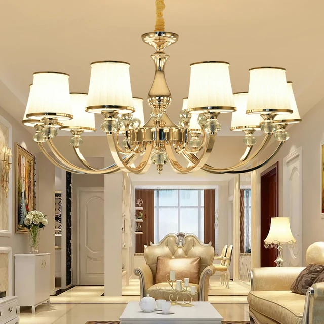 Modern Gold Metal Led Chandeliers Lighting Lustre Crystal Living Room
