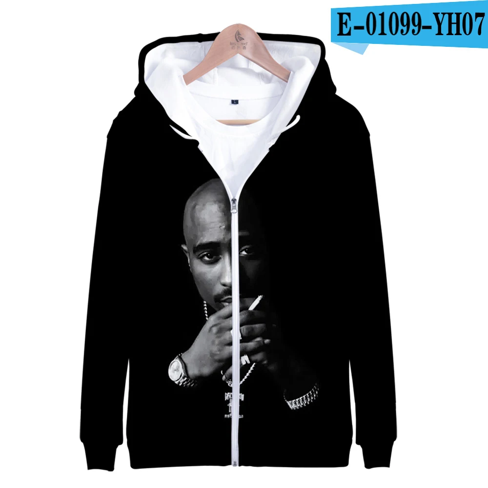 Американский раппер Тупак 2PAC стиль толстовка на молнии Досуг хип хоп тренд повседневные толстовки толстовка на молнии - Цвет: As shown