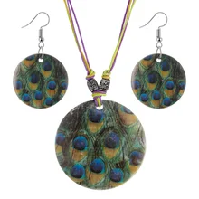 Винтажный комплект из ожерелья и сережек в виде ракушек в богемном стиле с перьями и цветами, цепочка из веревки, Свадебные Ювелирные наборы для женщин, летний комплект ювелирных изделий