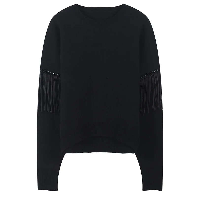 Z-ZOUX Women Sweater Tassel Spliced Long Sleeve Knitted Pullover All Match Pullover Sweater Loose Winter Coat Knitted Jacket Z-ZOUX Women Sweater Tassel Spliced Long Sleeve Knitted Pullover All Match Pullover Sweater Loose Winter Coat Knitted Jacket