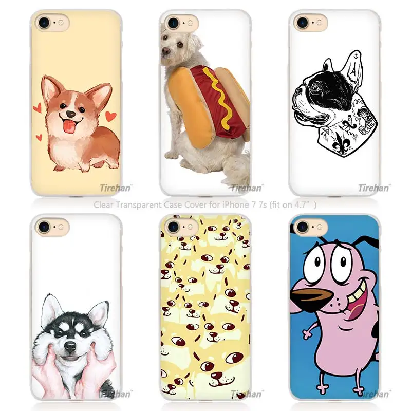 Image Corgi Drawing dancing hot dog Hard Transparent Phone Case Cover Coque for Apple iPhone 4 4s 5 5s SE 5C 6 6s 7 Plus