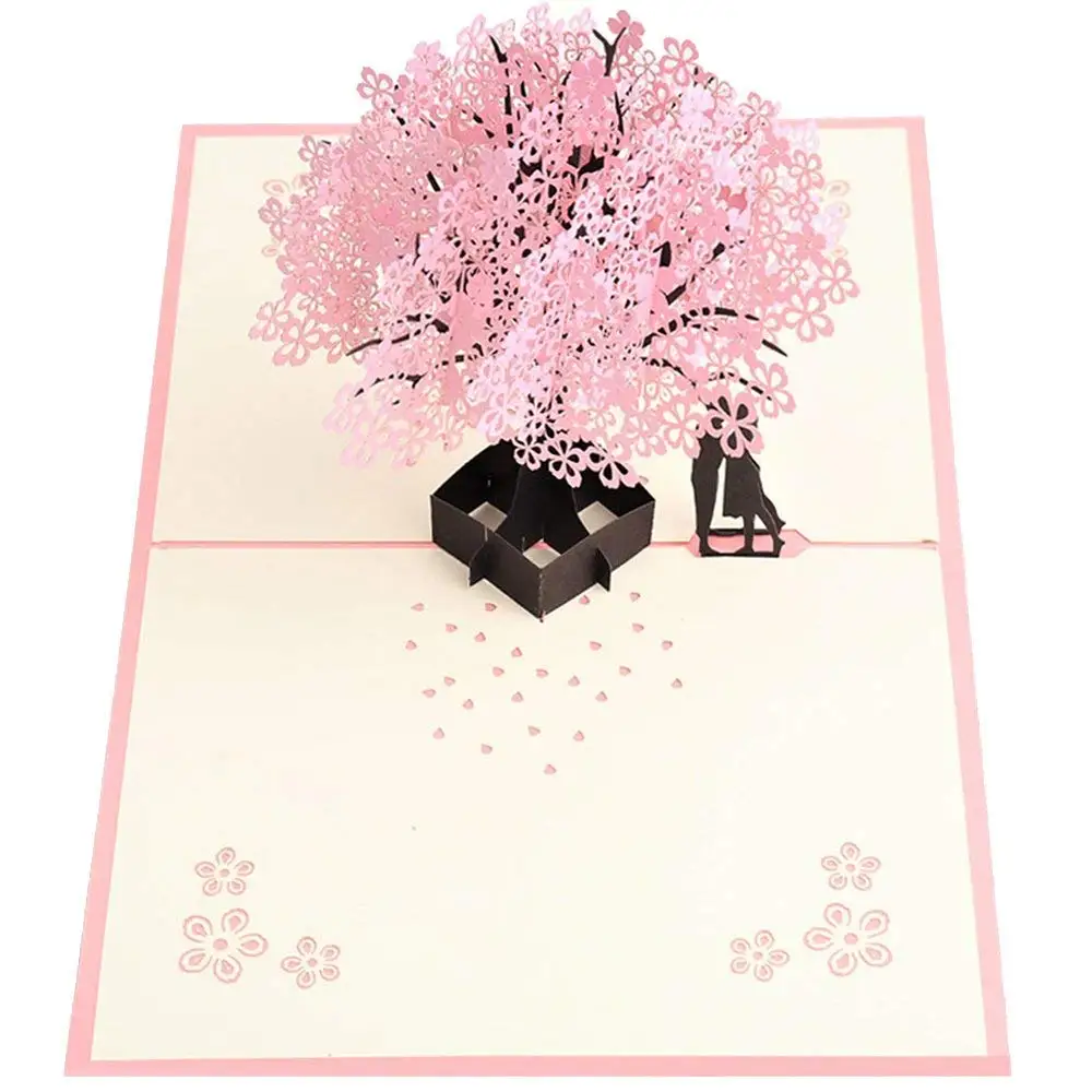 

Handmade Pop Up Romantic Birthday, Anniversary, Dating Card for Husband, Wife, Boyfriend, Girlfriend - Cherry Blossom Tree