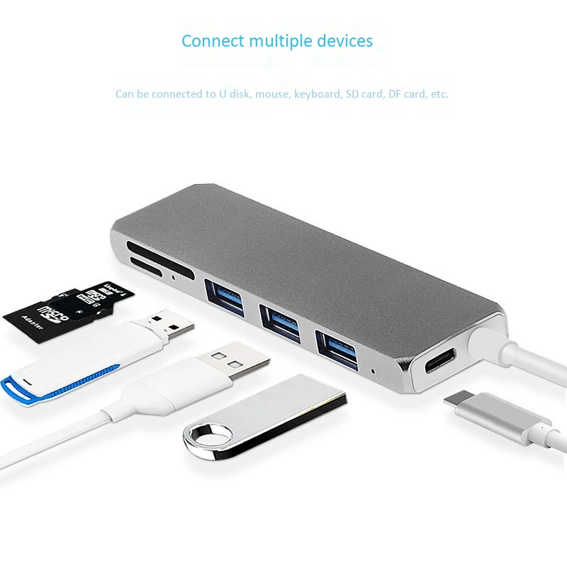 6 в 1 Usb C концентратор type адаптер с Pd + 3Usb3. 0 Sd Tf кардридер для Macbook Pro Imac samsung Galaxy Note