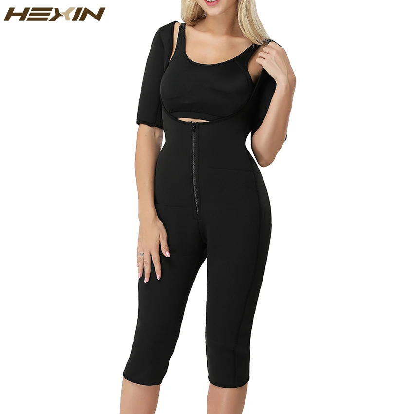 HEXIN Neo Sweat Hot Slimming Neoprene Suit With Sleeves Body Shapers For Weight Loss Sauna Workouts Fajas Shapewear with Trimmer