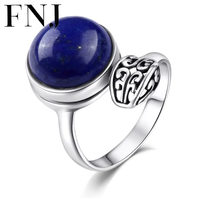 FNJ Bohemia 100% Pure 925 Sterling Silver Lapis Lazuli Rings for Women Jewelry Blue Stone S925 Thai Silver Ring Lady Wedding FNJ Bohemia 100% Pure 925 Sterling Silver Lapis Lazuli Rings for Women Jewelry Blue Stone S925 Thai Silver Ring Lady Wedding