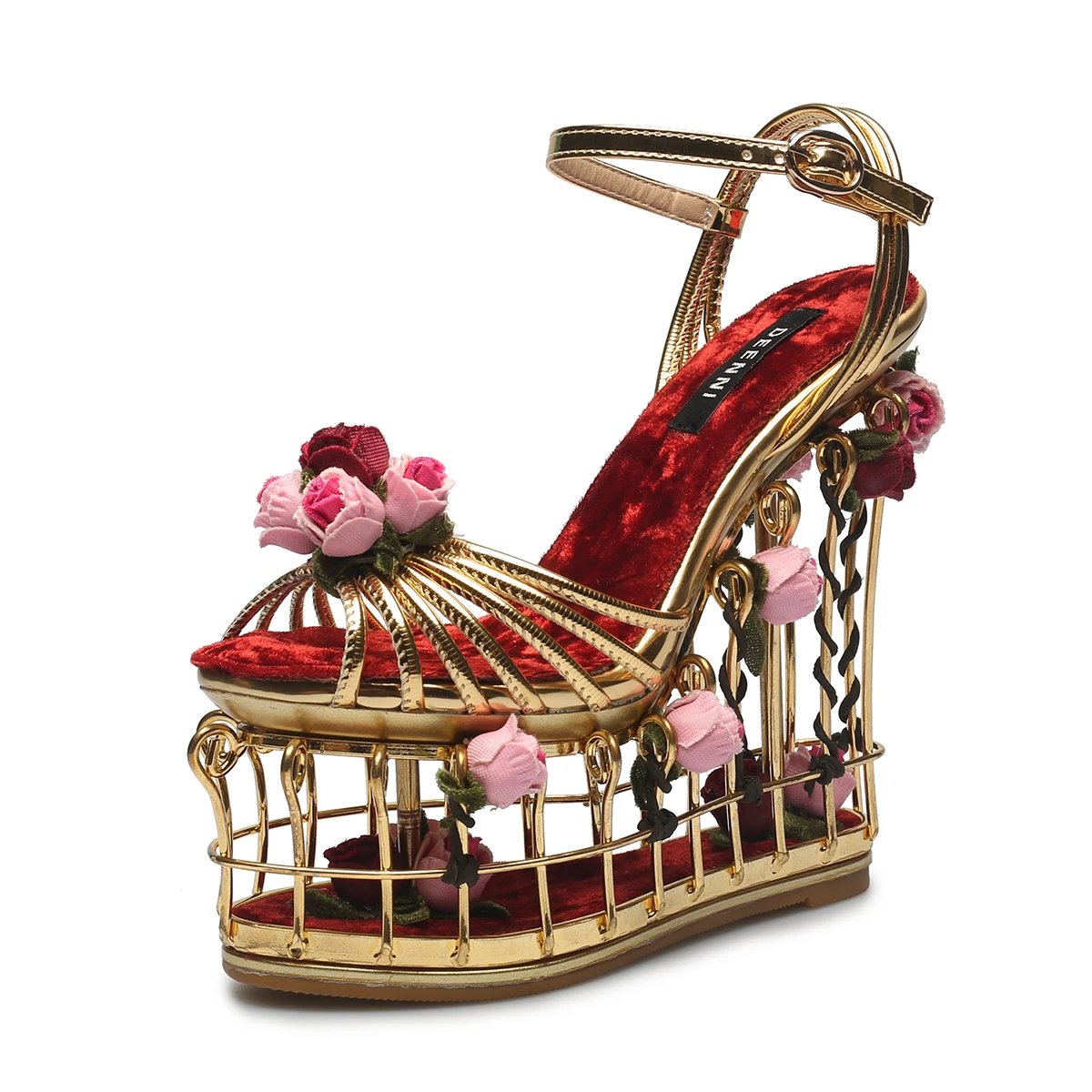 Модные босоножки с красным цветком; женские свадебные туфли на очень высоком каблуке; Роскошные вечерние туфли с ремешком на щиколотке и пряжкой; женская обувь для подиума