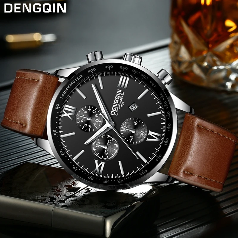 DENGQIN модные кварцевые часы для мужчин из нержавеющей стали S часы лучший бренд класса люкс мужские часы бизнес мужские наручные часы Relogio Masculino