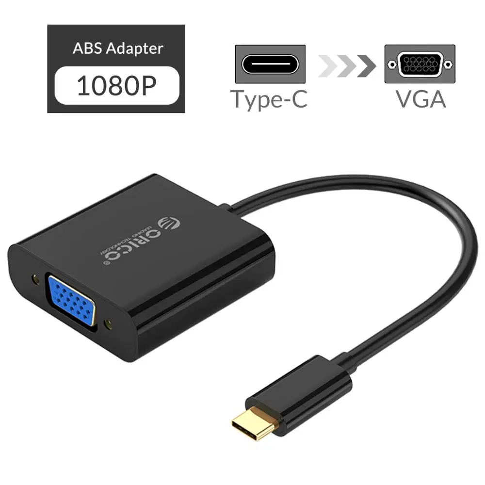 ORICO Тип C к HDMI/VGA/DVI USB концентратор ABS мужчин и женщин конвертер для ноутбука мобильного телефона - Цвет: XD-122-BK