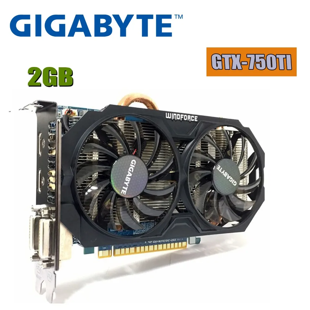 Видеокарта GIGABYTE оригинальная Видеокарта GTX 750 Ti 2 Гб 128 бит GDDR5 для nVIDIA Geforce GTX 750Ti Hdmi Dvi используется VGA GTX750ti