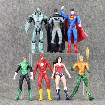 

16-18cm 7Pcs/Lot Hot Movie The Superman Batman Wonder Woman Justice League PVC Action Figure Toys For Kids