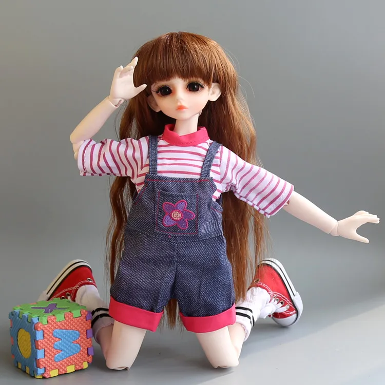 Модная Одежда для кукол полосатая Повседневная Блузка+ ремни для 1/4 bjd yosd sd куклы аксессуары для кукольной одежды Рождественские игрушки подарок