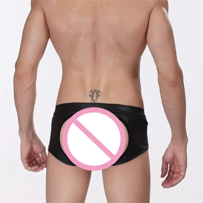 Новинка сексуальные мужские Дышащие Боксеры из искусственной кожи с открытой