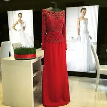 Rot Abendkleider Mit Langen Ärmeln mit Schwer Gefrieste Sexy Weg Von Der Schulter Prom Kleider Elegante Formale Kleider Neue Designs