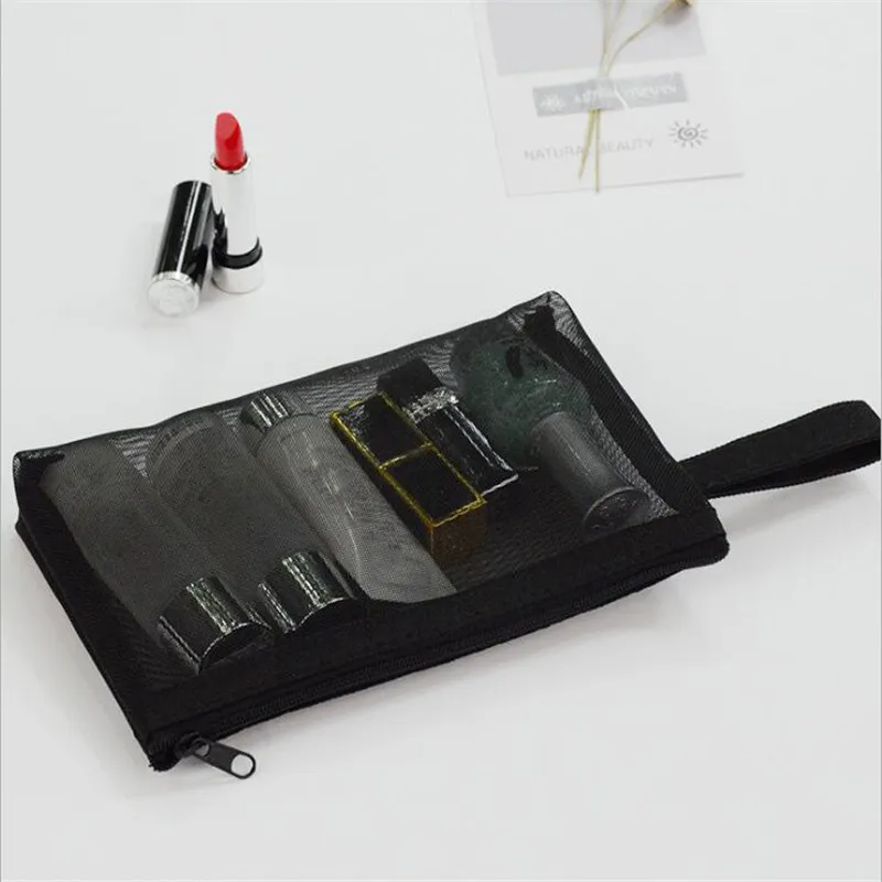 

Grid Zipper Portable Travel Cosmetic Bag Transparent Makeup Case Storage Pouch Toiletry Beauty Wash Kit Bags