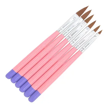 WUF 6Pcs/Pack Nail Brush Set UV Gel Acrylic Pupple Nail Brush Pen For Nail Art Pedicure Tool 30