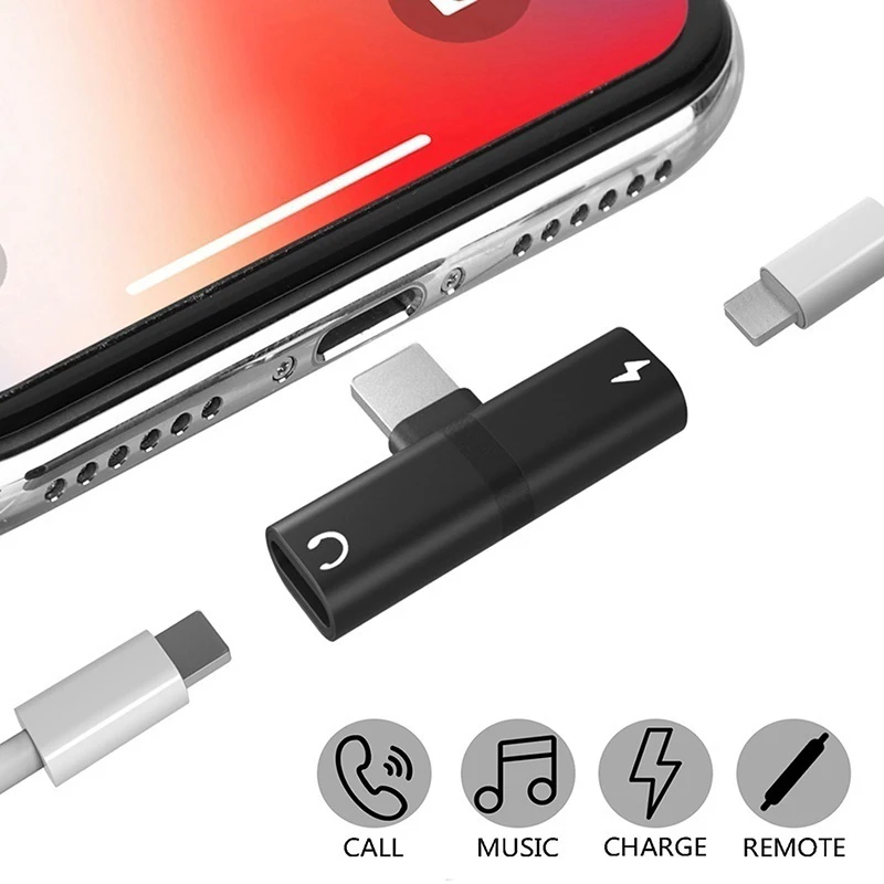 Goede 2 IN 1 USB Oortelefoon Audio amp; Opladen Splitter Adapter voor iphone X 8 7 Plus Ondersteuning Calling Voor Bliksem kabel Jack Connector