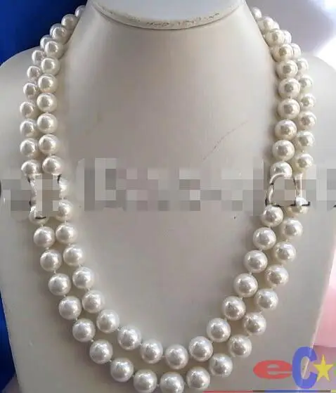 

FREE SHIPPING HOT sell new Style >>>>LONG 50" 12MM WHITE ROUND SOUTHSEA SHELL PEARL NECKLACE