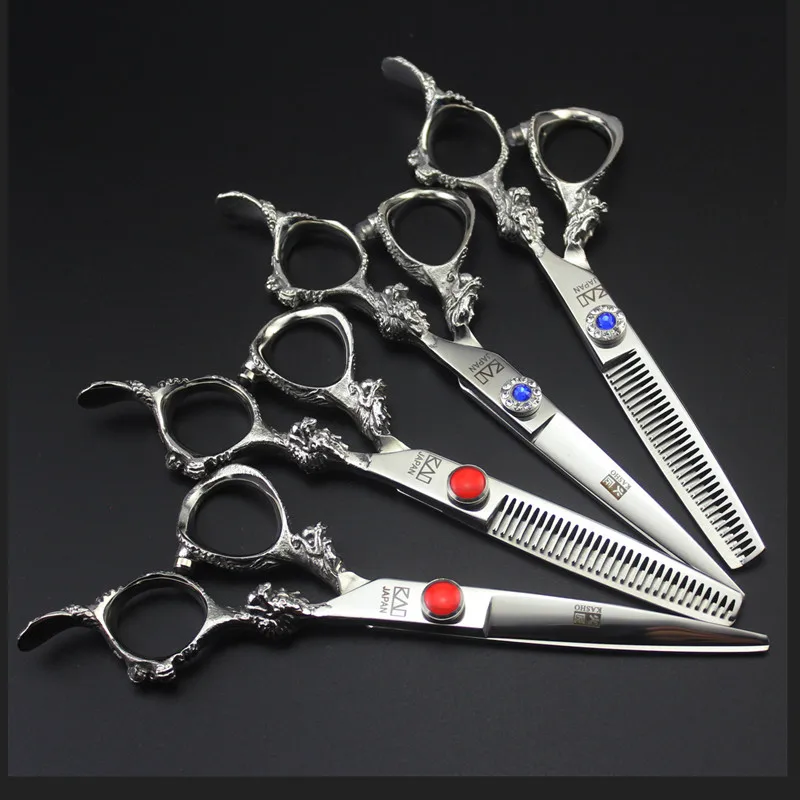 

kasho 6 inch Professional Hairdressing Scissors Dragon Handle Shears Cutting/thinning Scissors Set for Human Hair Barber Scissor