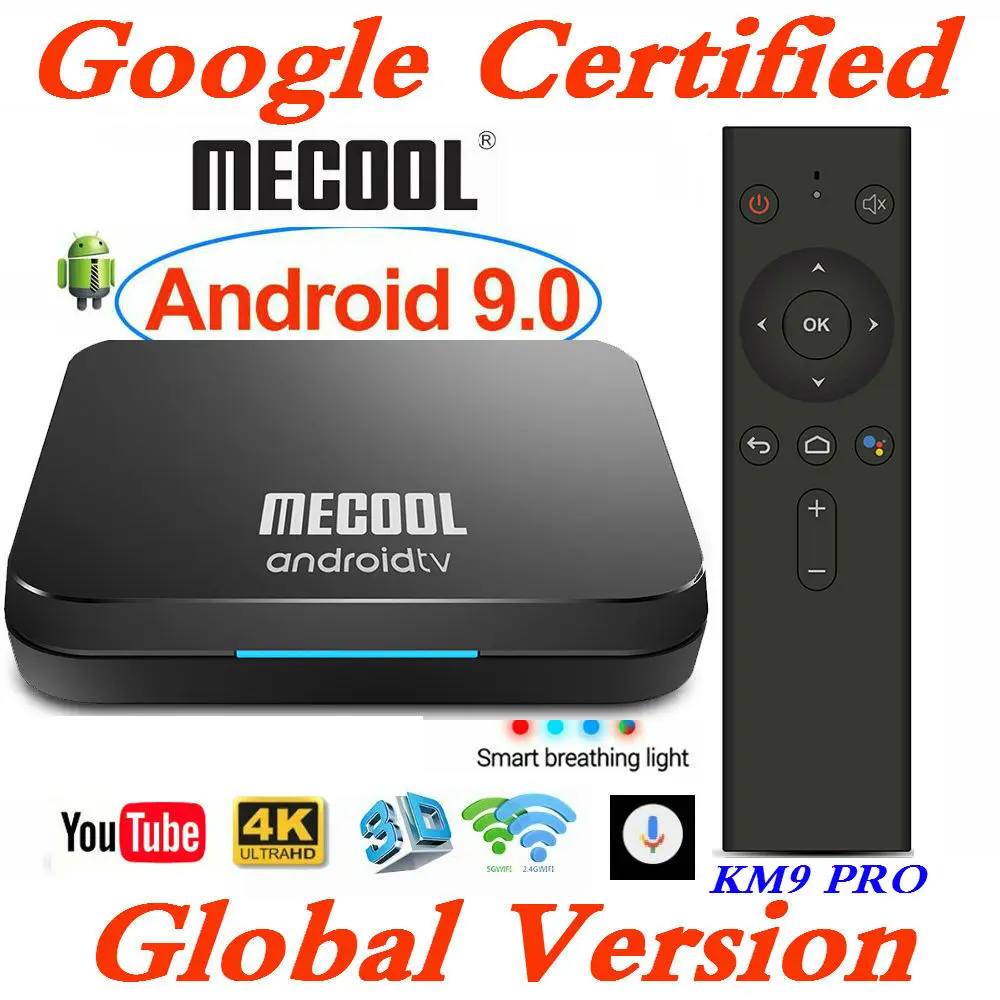 Kaufen Google Zertifiziert MECOOL TV Box Android 9.0 KM9 PRO Androidtv 9,0 4 GB RAM 32 GB Amlogic S905X2 4 K Stimme 2,4G 5G Wifi BT4.0 KM9 ATV