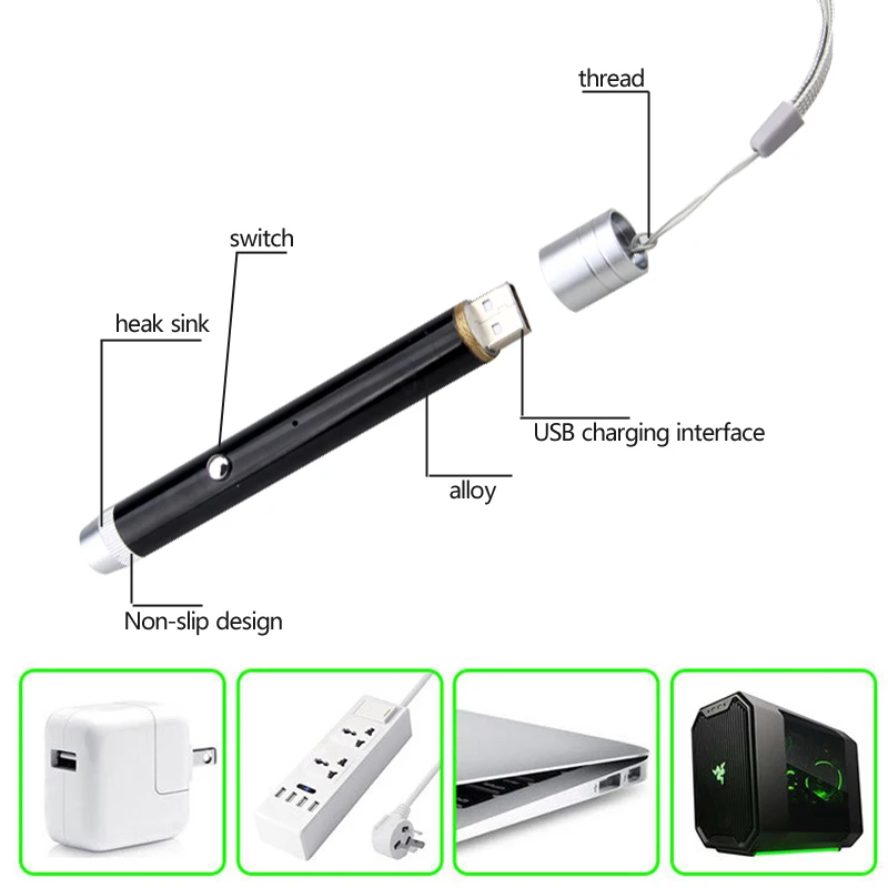 Высокая мощность зеленый/красный 2 цвета USB перезаряжаемая лазерная указка ручка Видимый луч обучающий светильник ведущий охотничий лазер