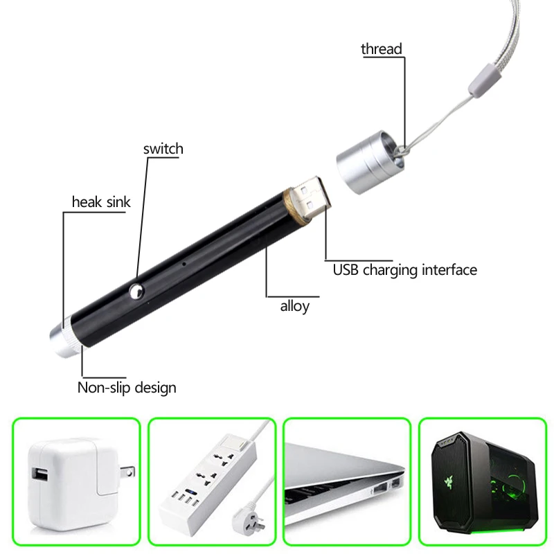 Высокая мощность зеленый/красный 2 вида цветов USB перезаряжаемая лазерная указка