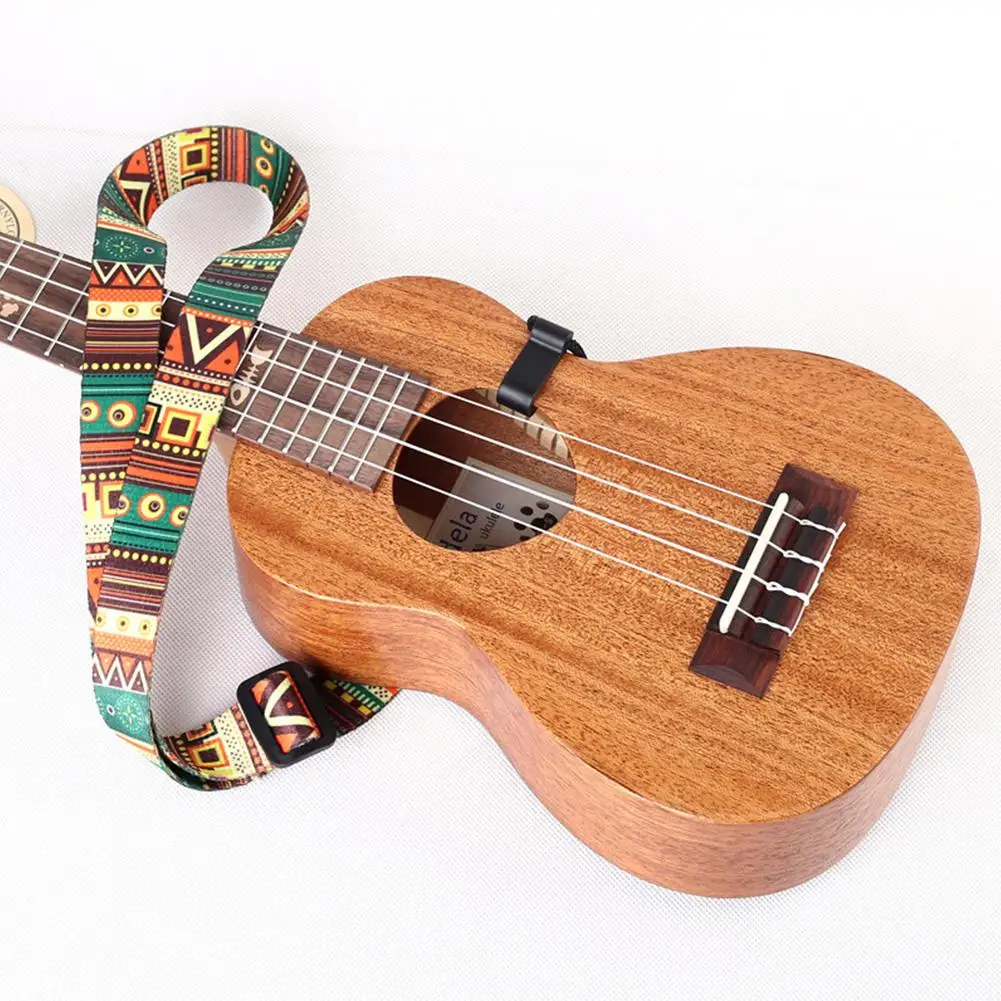 Ukulele Strap Adjustable Printing Ribbon Clip-on Guitar Accessories