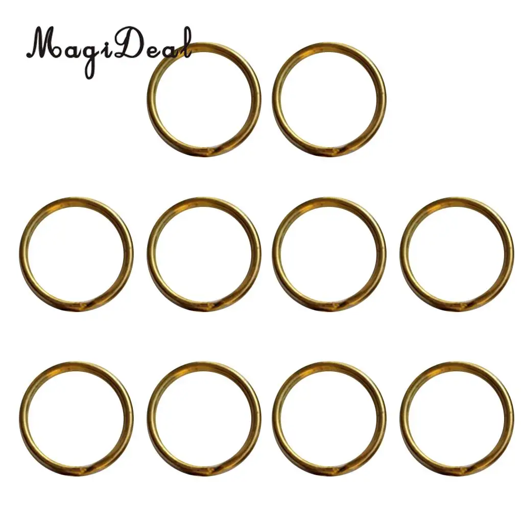 MagiDeal 10 Pieces Durable Solid Brass Key Holder Split Rings Keyring Keychain Key Fob Loop Craft Accessories 35mm