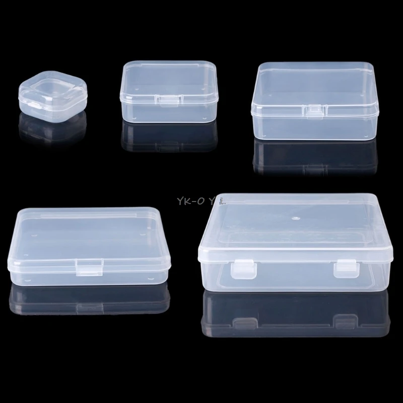 New Square Transparent Plastic Jewelry Storage Boxes Beads Crafts Case Containers