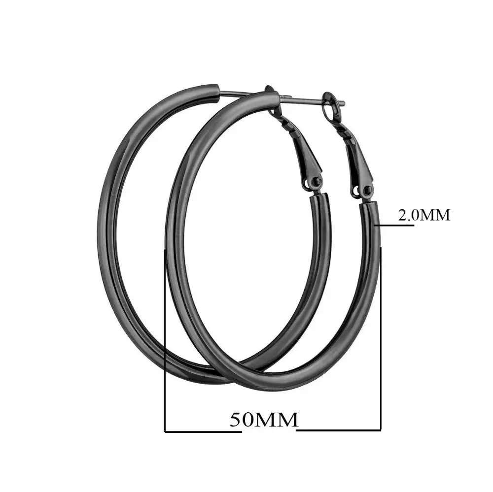 50mm Mavis Hare черные серьги-кольца из нержавеющей стали 316L могут выбрать 5 размеров для любого случая Brincos Ювелирные изделия как подарок для женщины/мужчины - Окраска металла: 50mm
