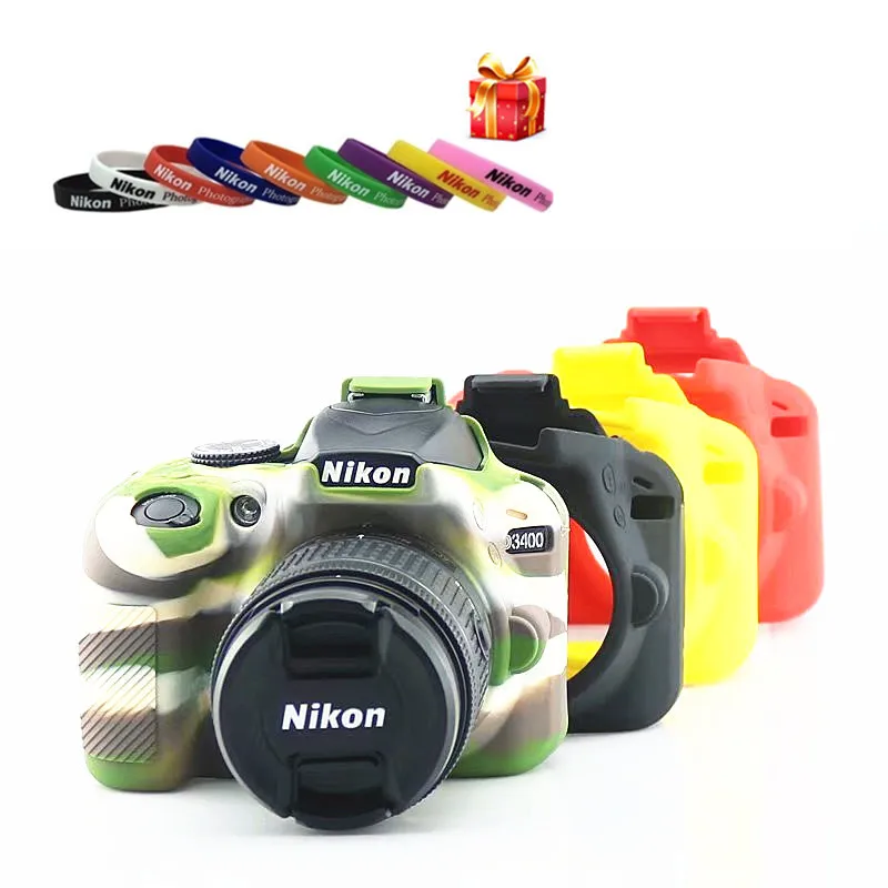 

Lightweight Camera Bag Case Protective Cover for NIKON3400 Black Camouflage yellow red colour Soft shell protective sleeve