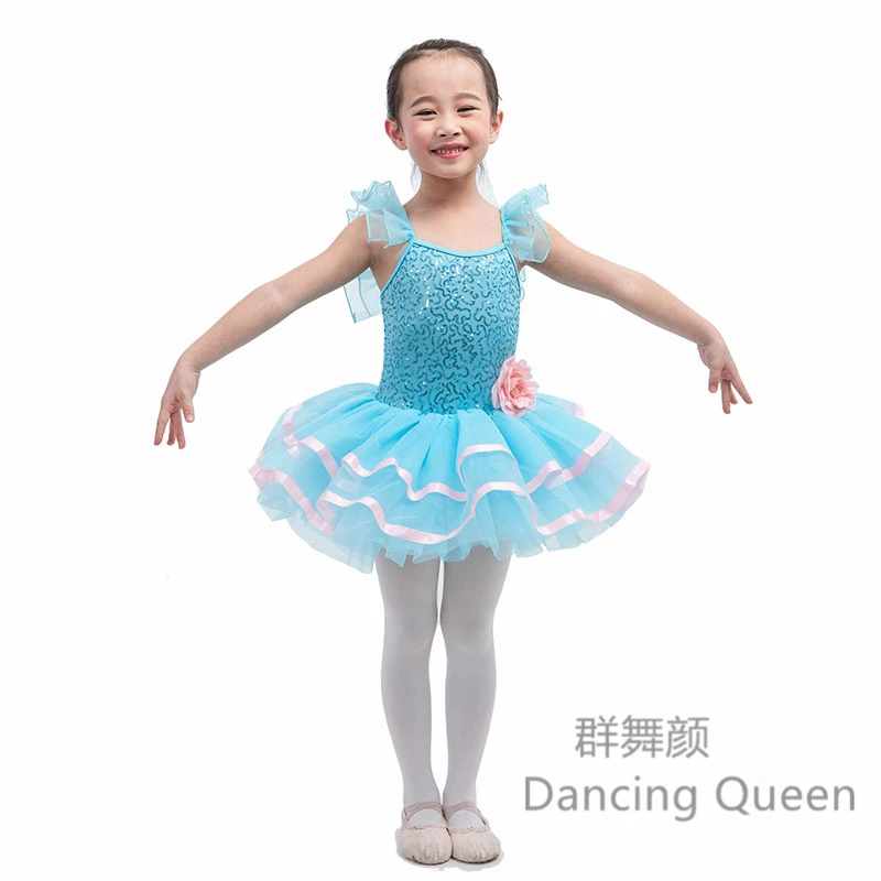 Pale blue Child Spandex bodice Ballet tutu Stage performance dance