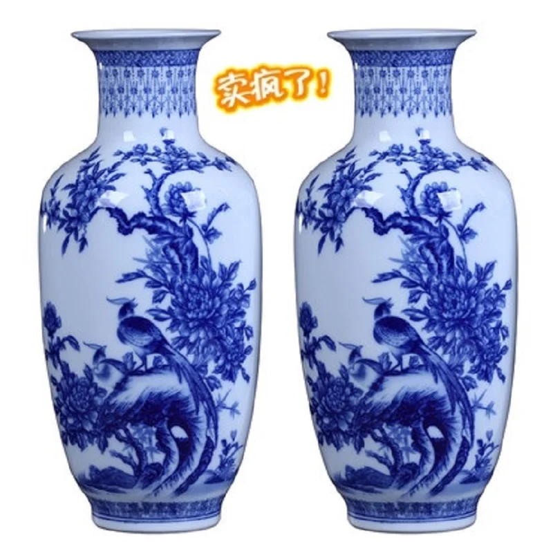 Цзиндэчжэнь керамическая голубая и белая Цветочная ваза с орнаментом Пастельная китайская современная мода украшение для дома