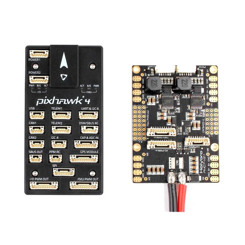 

Holybro Pixhawk 4 Flight Controller STM32F765 32 Bit ARM w/ PM07 Power Management 5V UBEC Output - Plastic Case