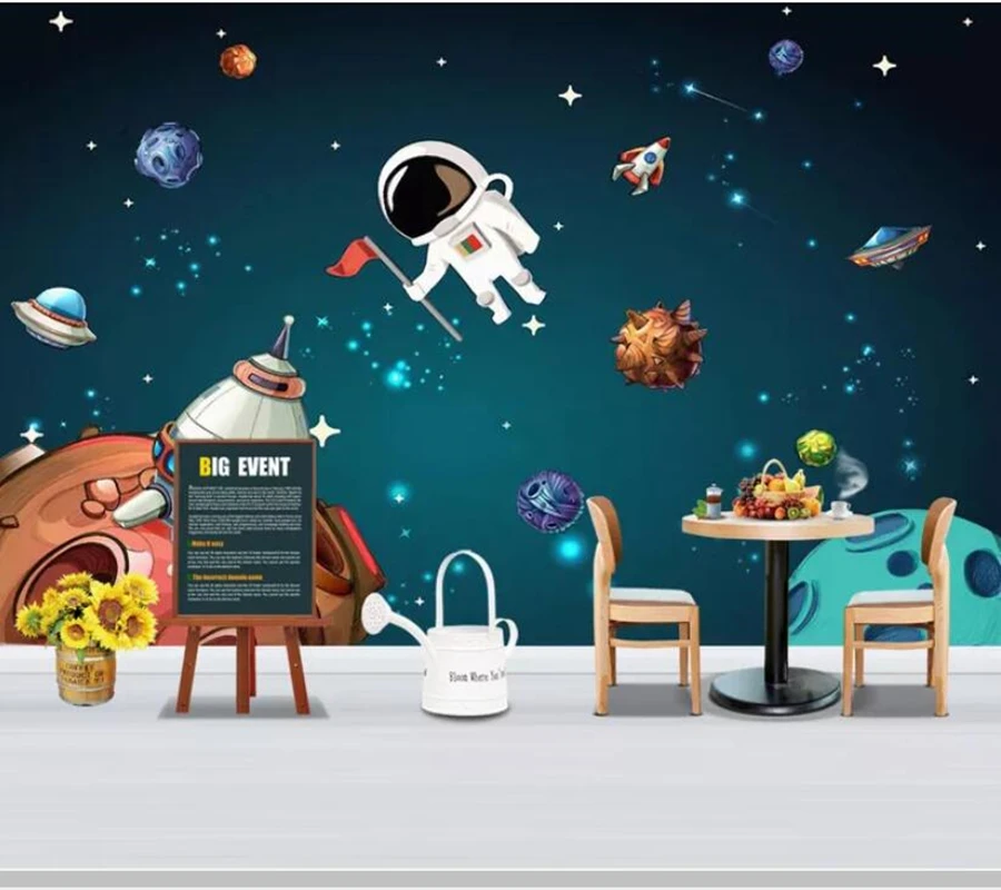 Детские обои с мультяшным космосом и Вселенной Настенные для гостиной