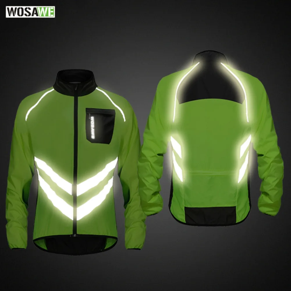 WOSAWE высокая видимость Светоотражающая куртка мотоцикл мужские ветровки светильник безопасности веса мотокросс горный велосипед куртка