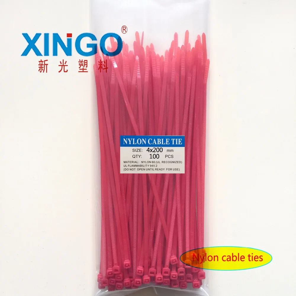 

New 3.6 Width 100pcs/bag Red Color 4X200MM National Self-Locking Nylon Wire Cable Zip Ties Cable Ties Organiser Fasten Cable