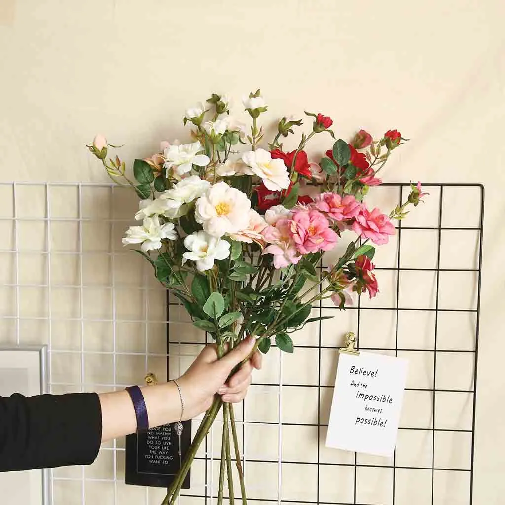 

Artificial Fake Silk Flower Leaf Rose Flowers Floral Wedding Bouquet Party Home Cheap Fake Flowers for Home Wedding Decoration