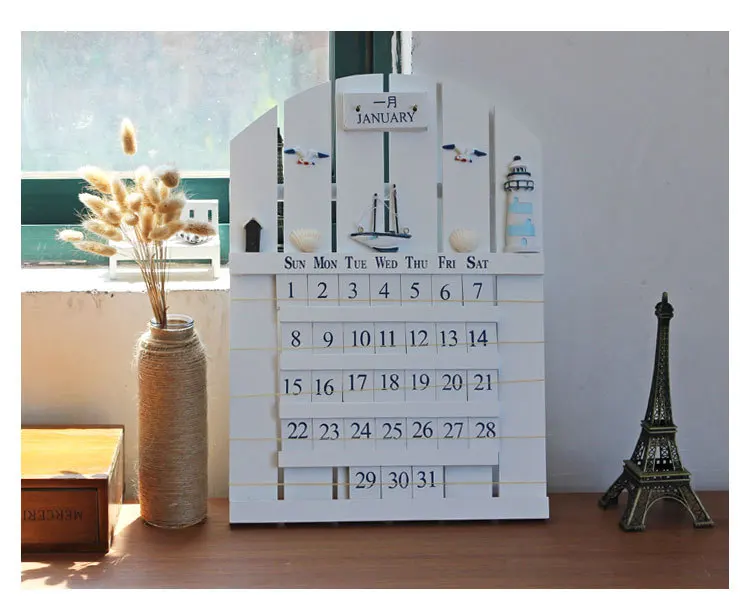 Календарь в средиземноморском стиле креативный продуктовый креативный деревянный календарь с моряками предметы мебели вручную