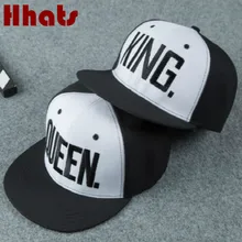 Вышивка плоские полями король шляпа королевы Кепка для женщин Регулируемая пара бейсбольная кепка хип хоп унисекс уличная летняя кепка Kpop