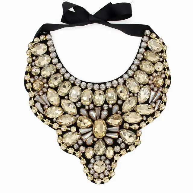 MANILAI, женское большое ожерелье ручной работы с большим кристаллом, воротник-нагрудник из бисера, модное массивное ожерелье, s макси ювелирные изделия, Bijoux femme - Окраска металла: Champagne