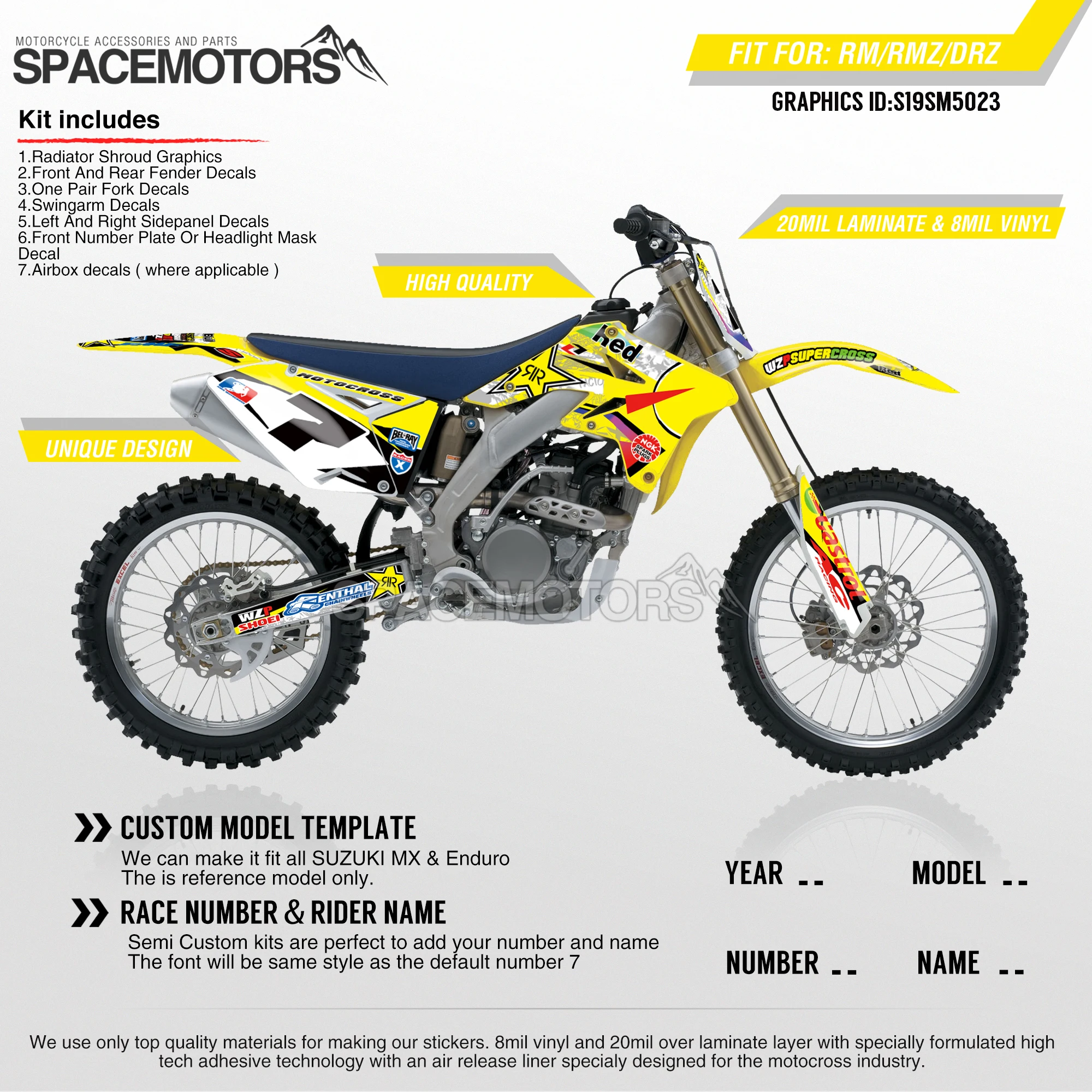 Графические фоны MotoSpace Team наклейки 3M пользовательские для SUZUKI RMZ250 04 18 RMZ450 08 17 RM125/250