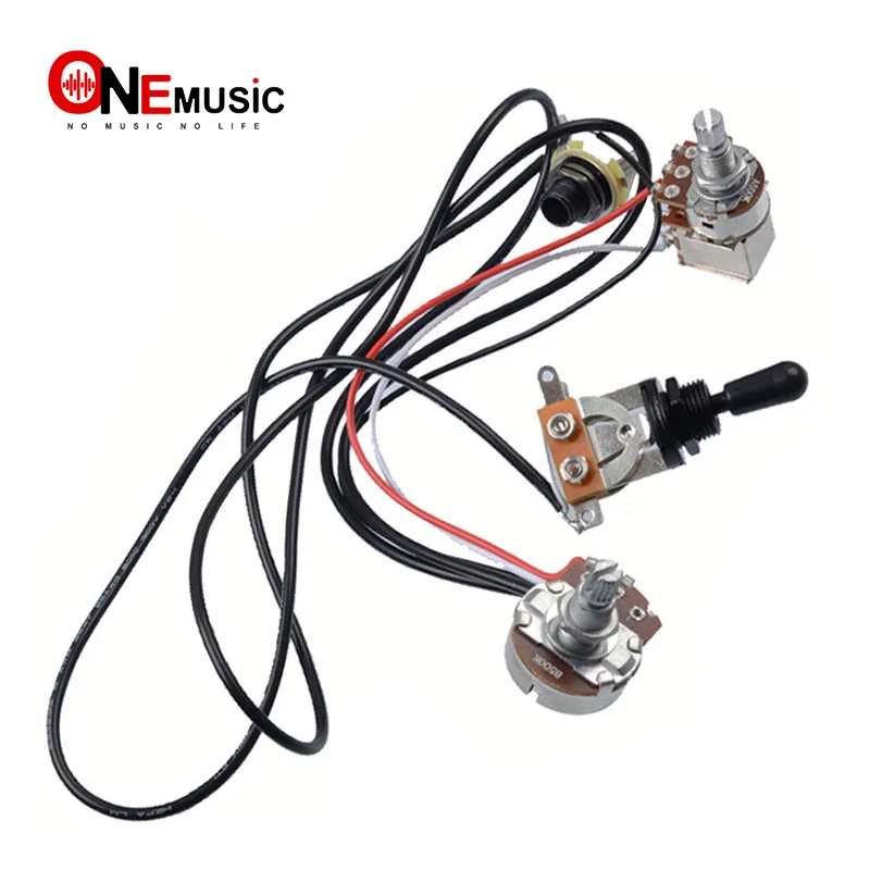 

Guitar Switch Wiring Harness Prewired Volumes and Tones knob2-500K Full Size Big Pots 3-Way Toggle Switch for Electric Guitar