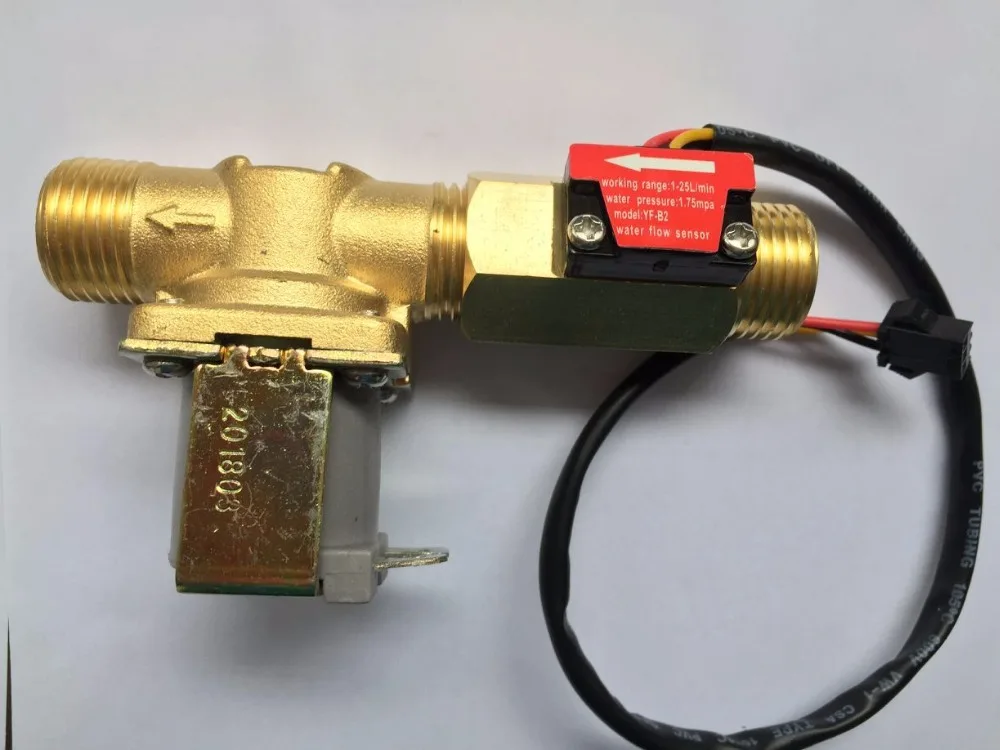 2025 NEW LCD Controller Flowmeter +110V-220V Power Adapter + Brass G1/2 Flow Sensor And Solenoid