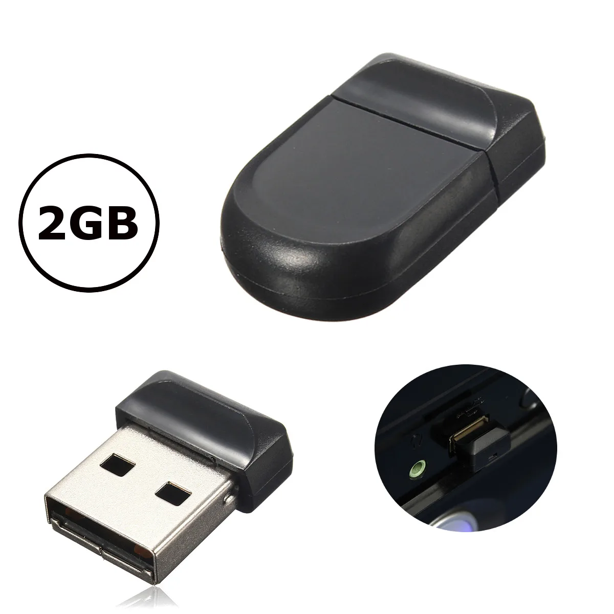 Waterproof and High Speed Super Mini USB 2.0 2GB Black Flash Drive U