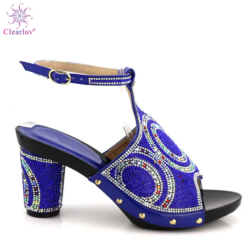 Royal Blue New Fashion African Pumps Shoe Summer High Heels High