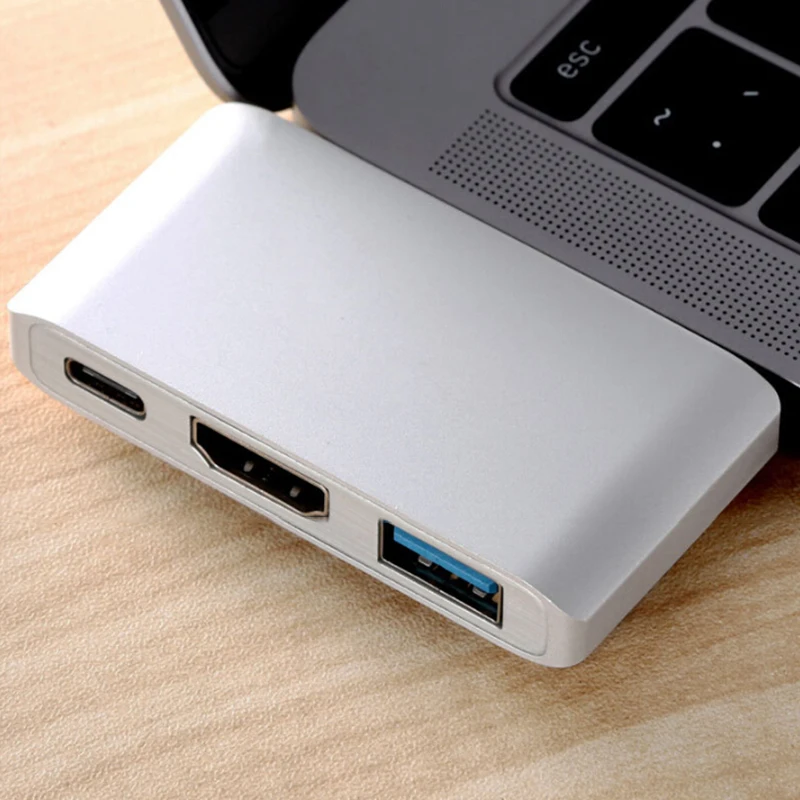 Горячая 3 в 1 USB C концентратор к HDMI с USB 3,0 концентратор type-c PD для MacBook Pro(1* HDMI+ 1* type-C+ 1* USB 3,0