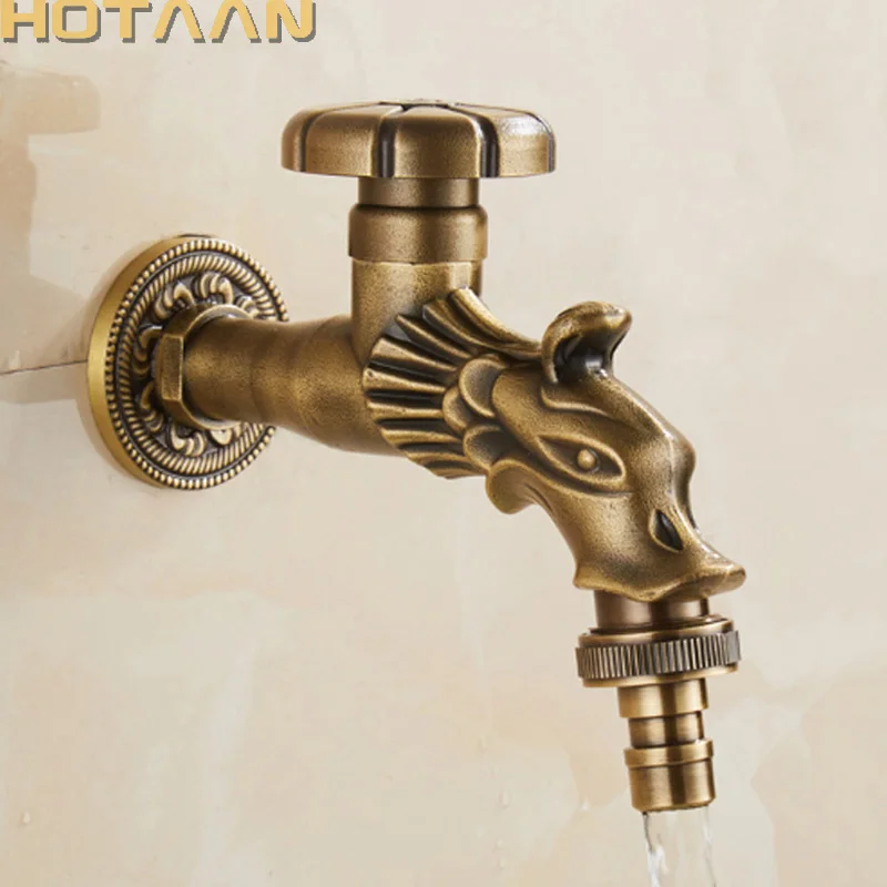 Antique Bronze Dragon Carved Tap Animal Shape Faucet Garden Bibcock